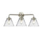 Cone Bath Vanity Light shown in the Brushed Satin Nickel finish with a Clear shade