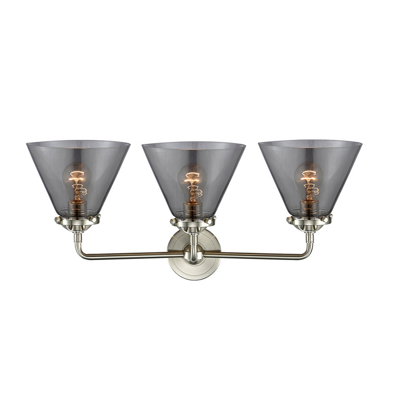 Innovations Lighting Large Cone 3 Light Bath Vanity Light Part Of The Nouveau Collection 284-3W-SN-G43-LED