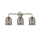 Bell Bath Vanity Light shown in the Brushed Satin Nickel finish with a Plated Smoke shade