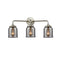 Bell Bath Vanity Light shown in the Brushed Satin Nickel finish with a Plated Smoke shade