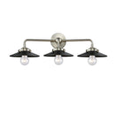 Railroad Bath Vanity Light shown in the Brushed Satin Nickel finish with a Matte Black shade