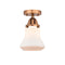 Bellmont Semi-Flush Mount shown in the Antique Copper finish with a Matte White shade