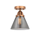 Cone Semi-Flush Mount shown in the Antique Copper finish with a Plated Smoke shade