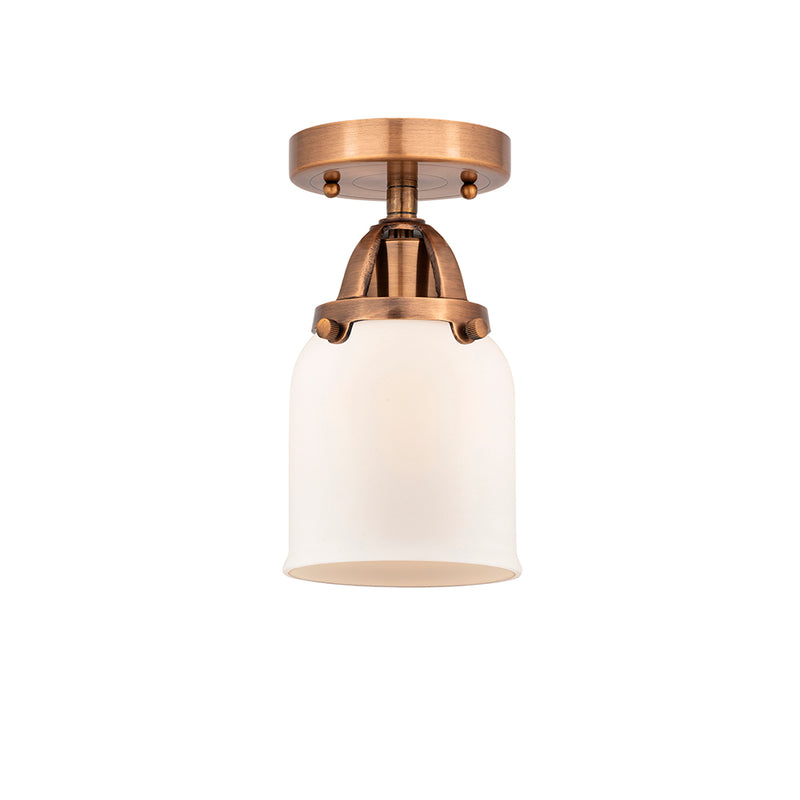 Bell Semi-Flush Mount shown in the Antique Copper finish with a Matte White shade