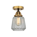 Chatham Semi-Flush Mount shown in the Black Antique Brass finish with a Clear shade