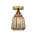 Chatham Semi-Flush Mount shown in the Black Antique Brass finish with a Mercury shade