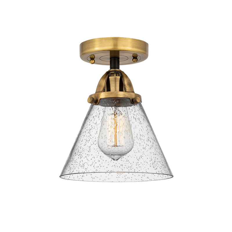 Cone Semi-Flush Mount shown in the Black Antique Brass finish with a Seedy shade