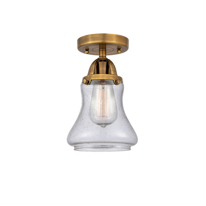 Bellmont Semi-Flush Mount shown in the Brushed Brass finish with a Seedy shade