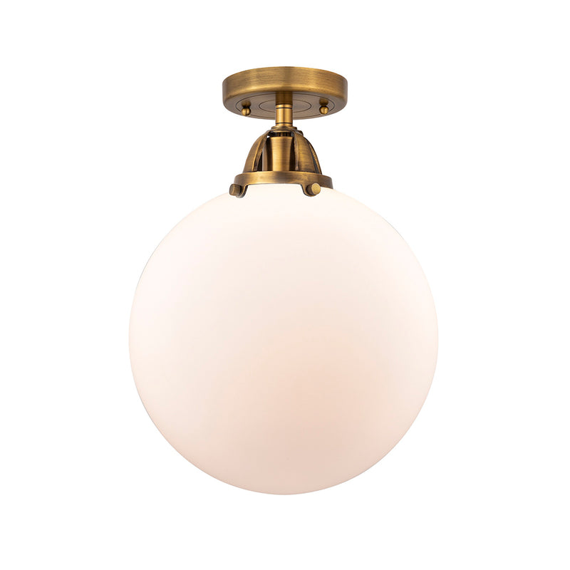 Beacon Semi-Flush Mount shown in the Brushed Brass finish with a Matte White shade