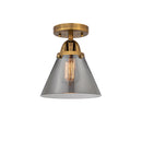 Cone Semi-Flush Mount shown in the Brushed Brass finish with a Plated Smoke shade