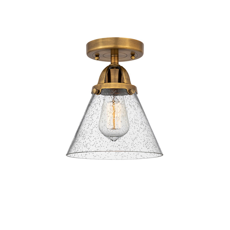 Cone Semi-Flush Mount shown in the Brushed Brass finish with a Seedy shade