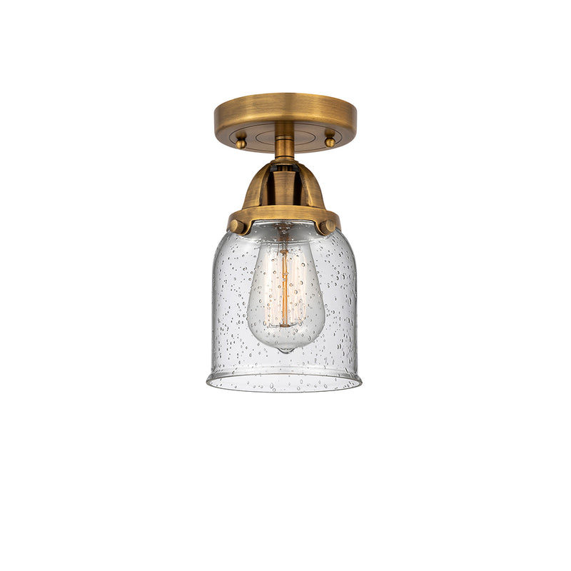 Bell Semi-Flush Mount shown in the Brushed Brass finish with a Seedy shade