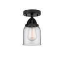 Bell Semi-Flush Mount shown in the Matte Black finish with a Clear shade