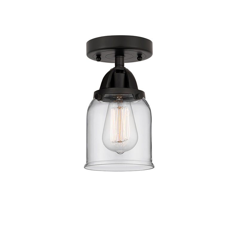 Bell Semi-Flush Mount shown in the Matte Black finish with a Clear shade