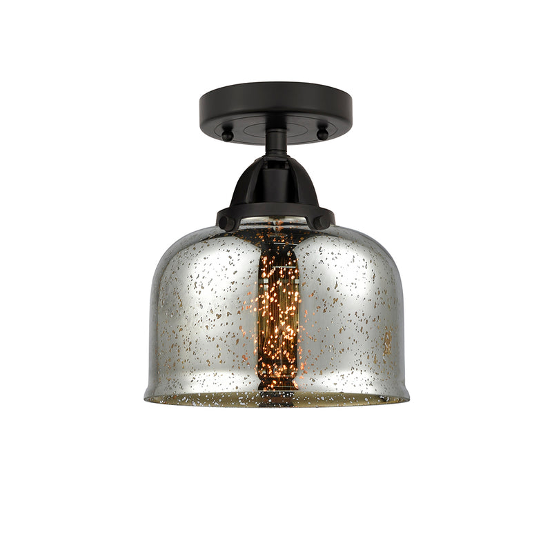 Bell Semi-Flush Mount shown in the Matte Black finish with a Silver Plated Mercury shade