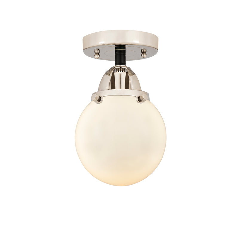 Beacon Semi-Flush Mount shown in the Black Polished Nickel finish with a Matte White shade