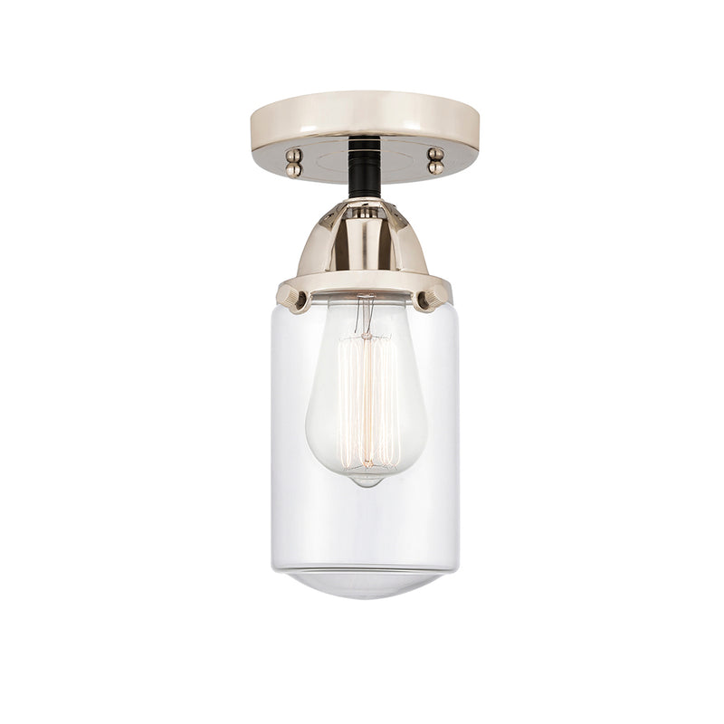 Dover Semi-Flush Mount shown in the Black Polished Nickel finish with a Clear shade