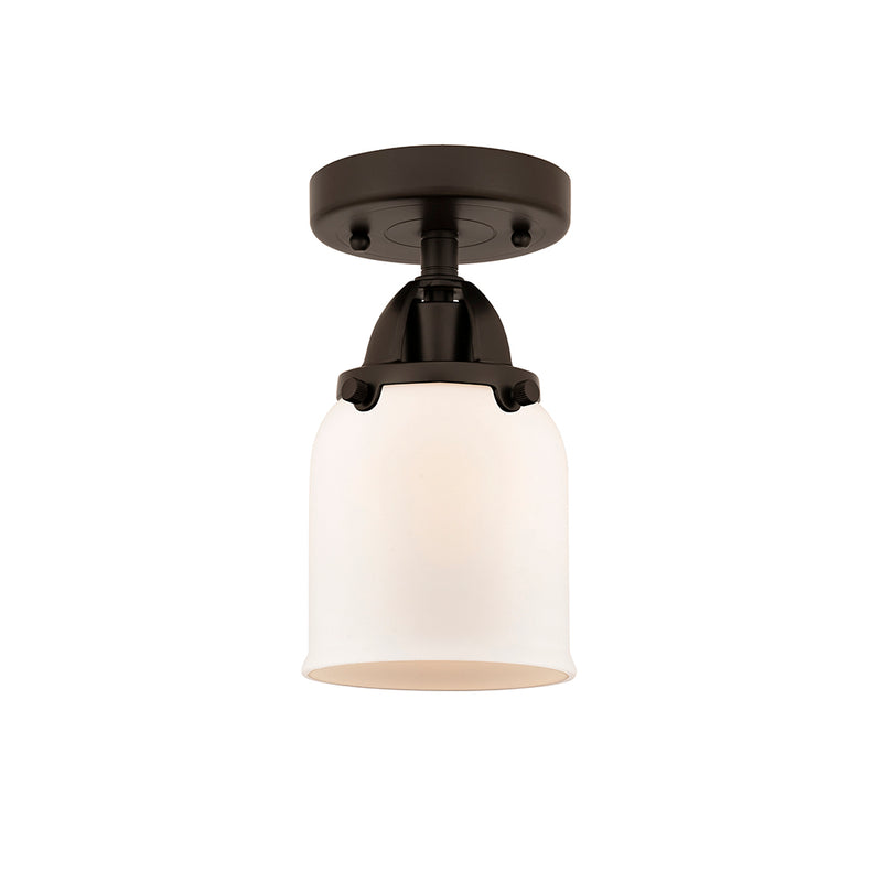 Bell Semi-Flush Mount shown in the Oil Rubbed Bronze finish with a Matte White shade