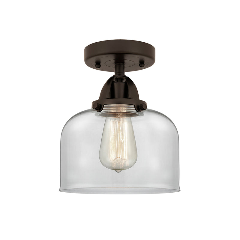 Bell Semi-Flush Mount shown in the Oil Rubbed Bronze finish with a Clear shade