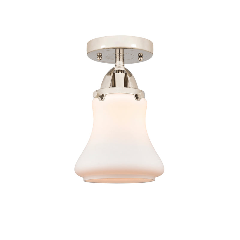 Bellmont Semi-Flush Mount shown in the Polished Nickel finish with a Matte White shade