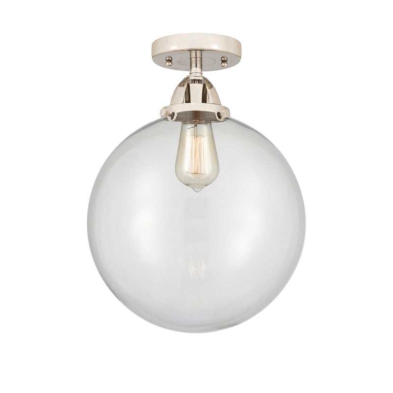 Beacon Semi-Flush Mount shown in the Polished Nickel finish with a Clear shade