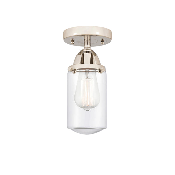 Dover Semi-Flush Mount shown in the Polished Nickel finish with a Clear shade