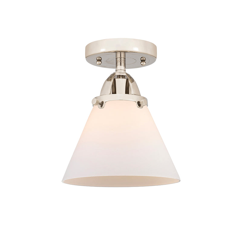 Cone Semi-Flush Mount shown in the Polished Nickel finish with a Matte White shade