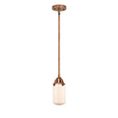 Dover Mini Pendant shown in the Antique Copper finish with a Matte White shade