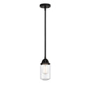Dover Mini Pendant shown in the Matte Black finish with a Seedy shade