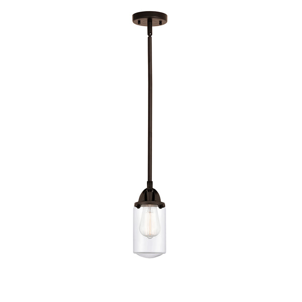 Dover Mini Pendant shown in the Oil Rubbed Bronze finish with a Clear shade
