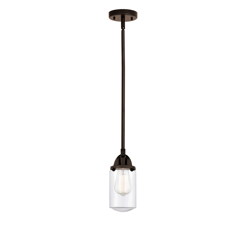 Dover Mini Pendant shown in the Oil Rubbed Bronze finish with a Clear shade