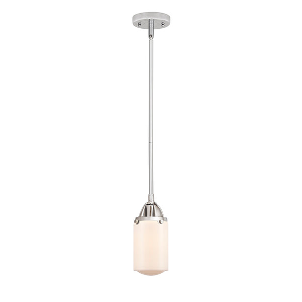 Dover Mini Pendant shown in the Polished Chrome finish with a Matte White shade