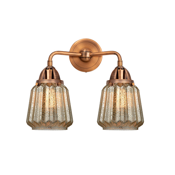 Chatham Bath Vanity Light shown in the Antique Copper finish with a Mercury shade