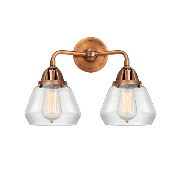 Fulton Bath Vanity Light shown in the Antique Copper finish with a Clear shade