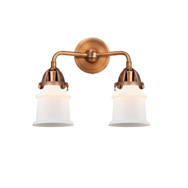Canton Bath Vanity Light shown in the Antique Copper finish with a Matte White shade