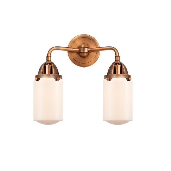 Dover Bath Vanity Light shown in the Antique Copper finish with a Matte White shade