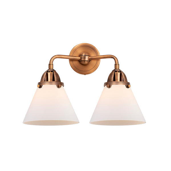 Cone Bath Vanity Light shown in the Antique Copper finish with a Matte White shade