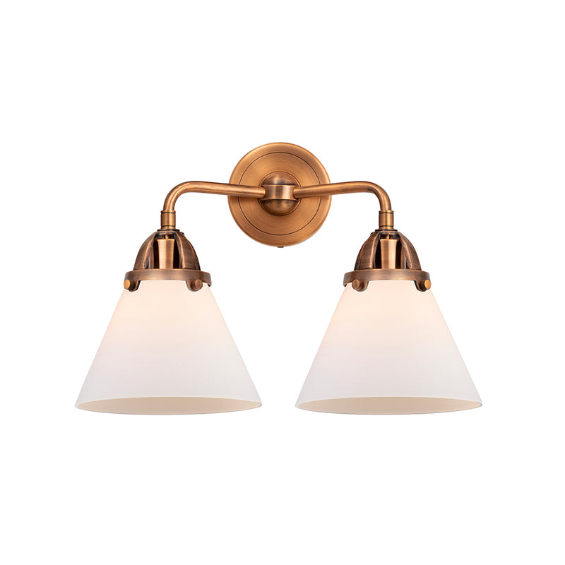 Cone Bath Vanity Light shown in the Antique Copper finish with a Matte White shade