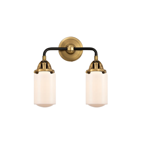 Dover Bath Vanity Light shown in the Black Antique Brass finish with a Matte White shade