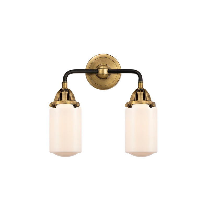 Dover Bath Vanity Light shown in the Black Antique Brass finish with a Matte White shade