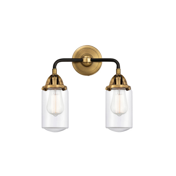Dover Bath Vanity Light shown in the Black Antique Brass finish with a Clear shade