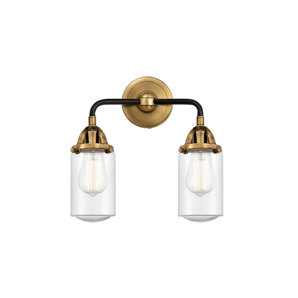 Dover Bath Vanity Light shown in the Black Antique Brass finish with a Seedy shade