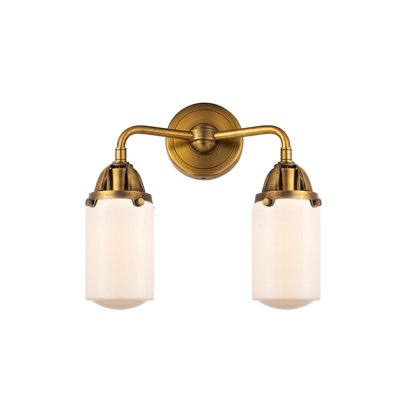 Dover Bath Vanity Light shown in the Brushed Brass finish with a Matte White shade