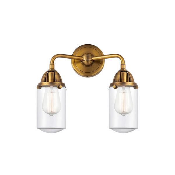 Dover Bath Vanity Light shown in the Brushed Brass finish with a Clear shade