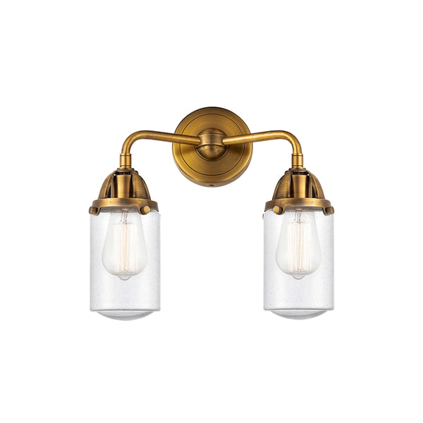 Dover Bath Vanity Light shown in the Brushed Brass finish with a Seedy shade