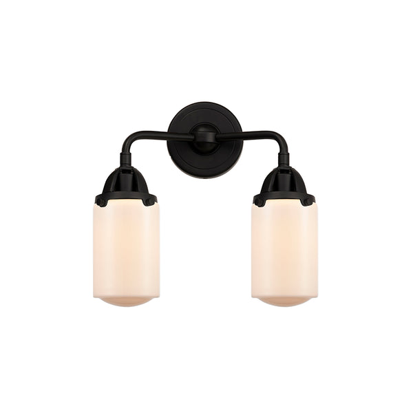 Dover Bath Vanity Light shown in the Matte Black finish with a Matte White shade