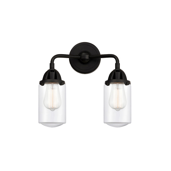 Dover Bath Vanity Light shown in the Matte Black finish with a Clear shade