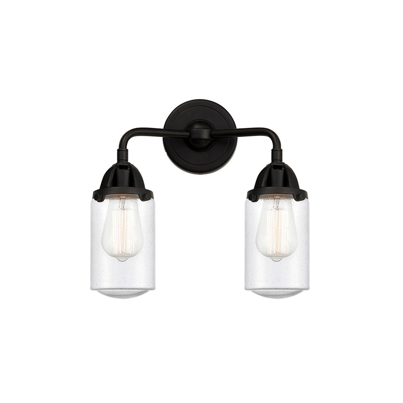 Dover Bath Vanity Light shown in the Matte Black finish with a Seedy shade