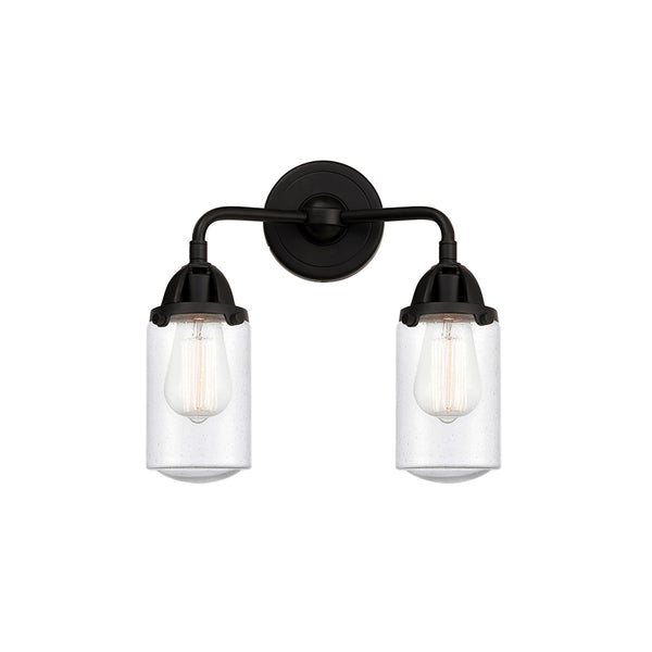 Dover Bath Vanity Light shown in the Matte Black finish with a Seedy shade