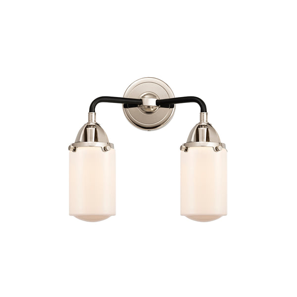 Dover Bath Vanity Light shown in the Black Polished Nickel finish with a Matte White shade